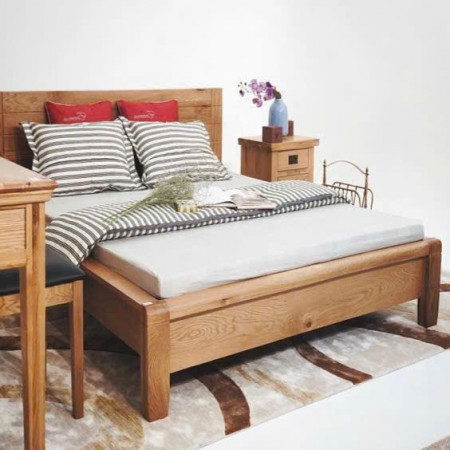Giường Nhật 02 - 1m4 : Giường Ngủ Gỗ Sồi